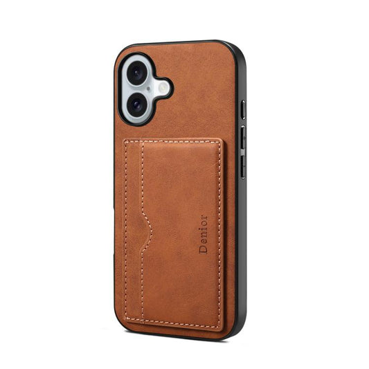 For iPhone 17 Denior D08 PU Single Card Slot Holder Phone Case(Brown) by Denior