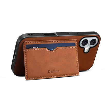 For iPhone 17 Denior D08 PU Single Card Slot Holder Phone Case(Brown) by Denior