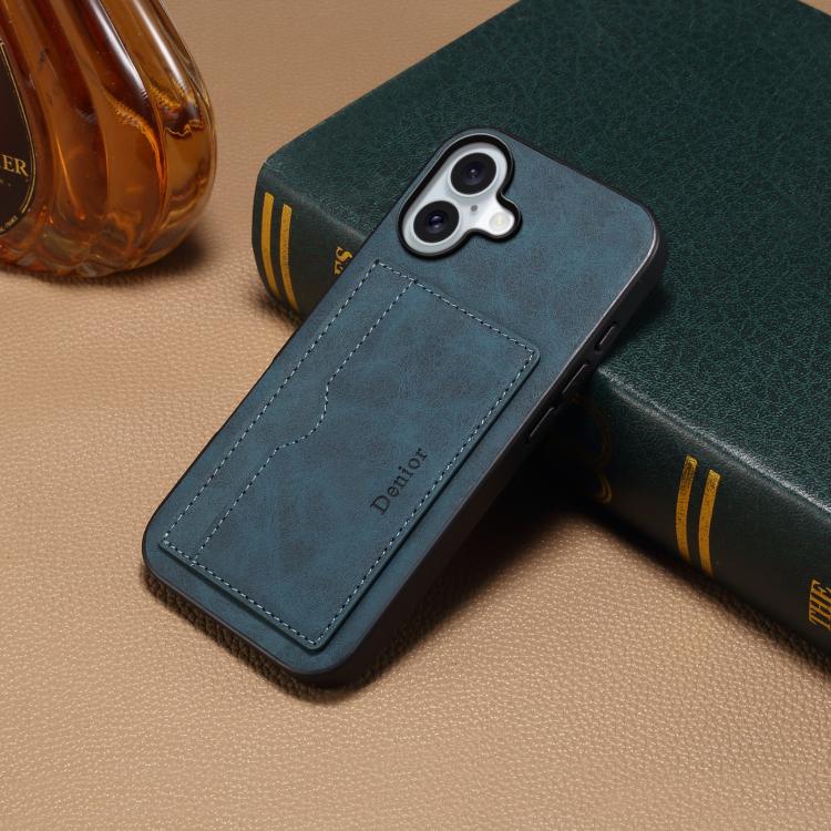 For iPhone 17 Denior D08 PU Single Card Slot Holder Phone Case(Blue) by Denior