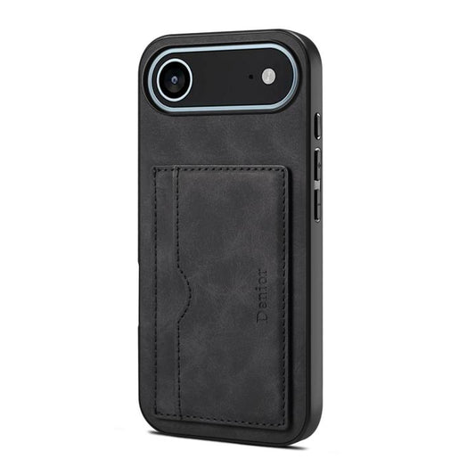 For iPhone Air Denior D08 PU Single Card Slot Holder Phone Case(Black) by Denior