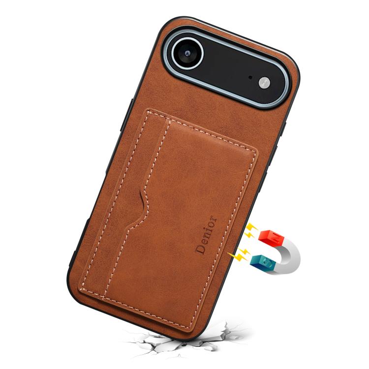 For iPhone Air Denior D08 PU Single Card Slot Holder Phone Case(Brown) by Denior