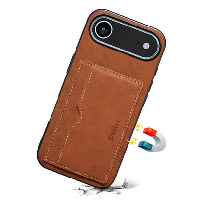 For iPhone Air Denior D08 PU Single Card Slot Holder Phone Case(Brown) by Denior