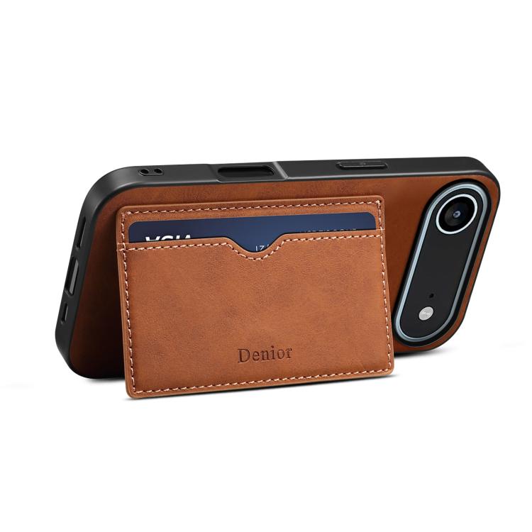 For iPhone Air Denior D08 PU Single Card Slot Holder Phone Case(Brown) by Denior
