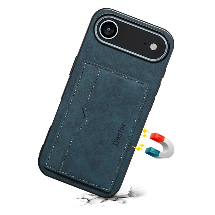 For iPhone Air Denior D08 PU Single Card Slot Holder Phone Case(Blue) by Denior
