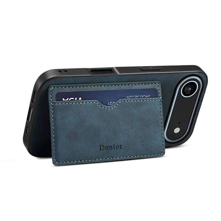 For iPhone Air Denior D08 PU Single Card Slot Holder Phone Case(Blue) by Denior