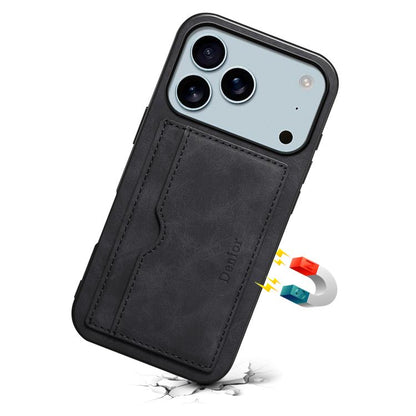 For iPhone 17 Pro Max Denior D08 PU Single Card Slot Holder Phone Case(Black) by Denior