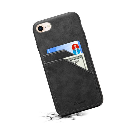 For iPhone 16e Denior D09 PU Dual Card Slot Back Cover Phone Case(Black) by Denior