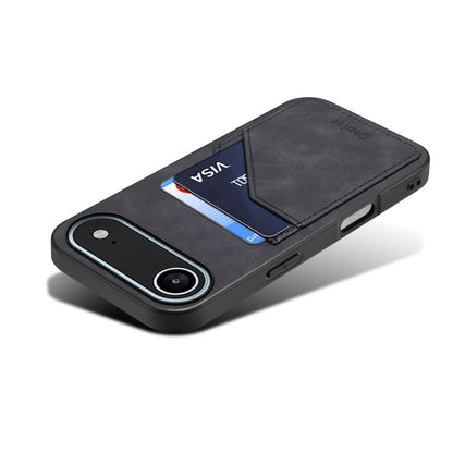 For iPhone Air Denior D09 PU Dual Card Slot Back Cover Phone Case(Black) by Denior