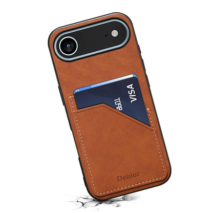 For iPhone Air Denior D09 PU Dual Card Slot Back Cover Phone Case(Brown) by Denior