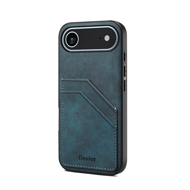 For iPhone Air Denior D09 PU Dual Card Slot Back Cover Phone Case(Blue) by Denior