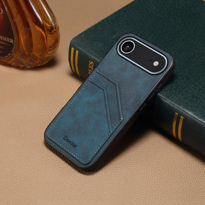 For iPhone Air Denior D09 PU Dual Card Slot Back Cover Phone Case(Blue) by Denior
