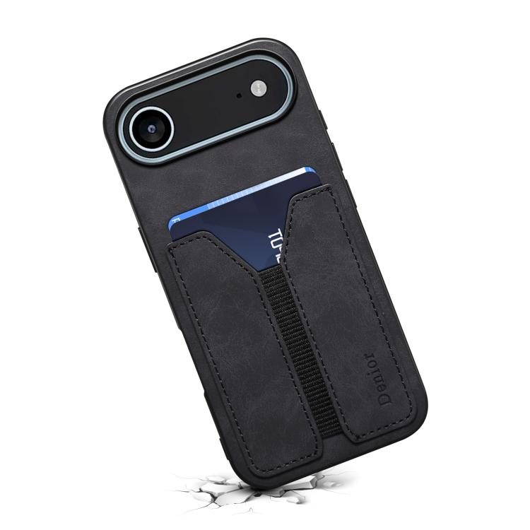 For iPhone Air Denior D07 DV Elastic Card Slot PU Back Cover Phone Case(Black) by Denior