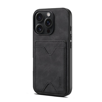 For iPhone 16 Denior D06 PU Back Cover Card Slot Holder Phone Case(Black) by Denior