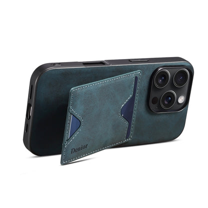 For iPhone 16 Plus Denior D06 PU Back Cover Card Slot Holder Phone Case(Blue) by Denior