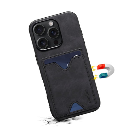 For iPhone 16 Pro Max Denior D06 PU Back Cover Card Slot Holder Phone Case(Black) by Denior