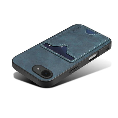 For iPhone 16e Denior D06 PU Back Cover Card Slot Holder Phone Case(Blue) by Denior