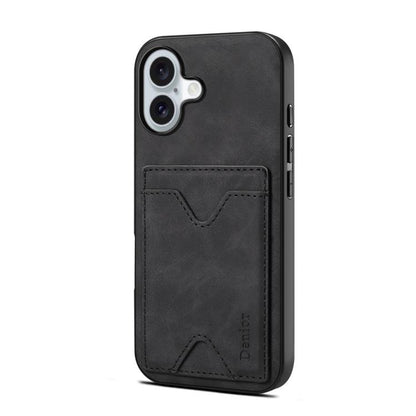 For iPhone 17 Denior D06 PU Back Cover Card Slot Holder Phone Case(Black) by Denior