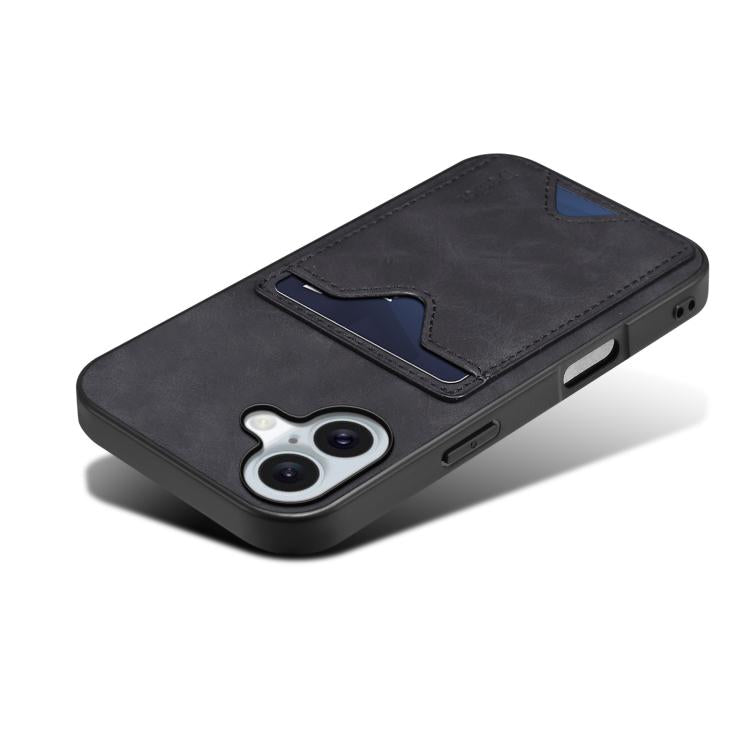 For iPhone 17 Denior D06 PU Back Cover Card Slot Holder Phone Case(Black) by Denior
