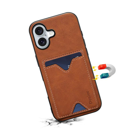 For iPhone 17 Denior D06 PU Back Cover Card Slot Holder Phone Case(Brown) by Denior