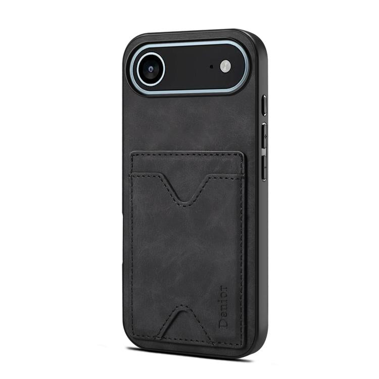 For iPhone Air Denior D06 PU Back Cover Card Slot Holder Phone Case(Black) by Denior