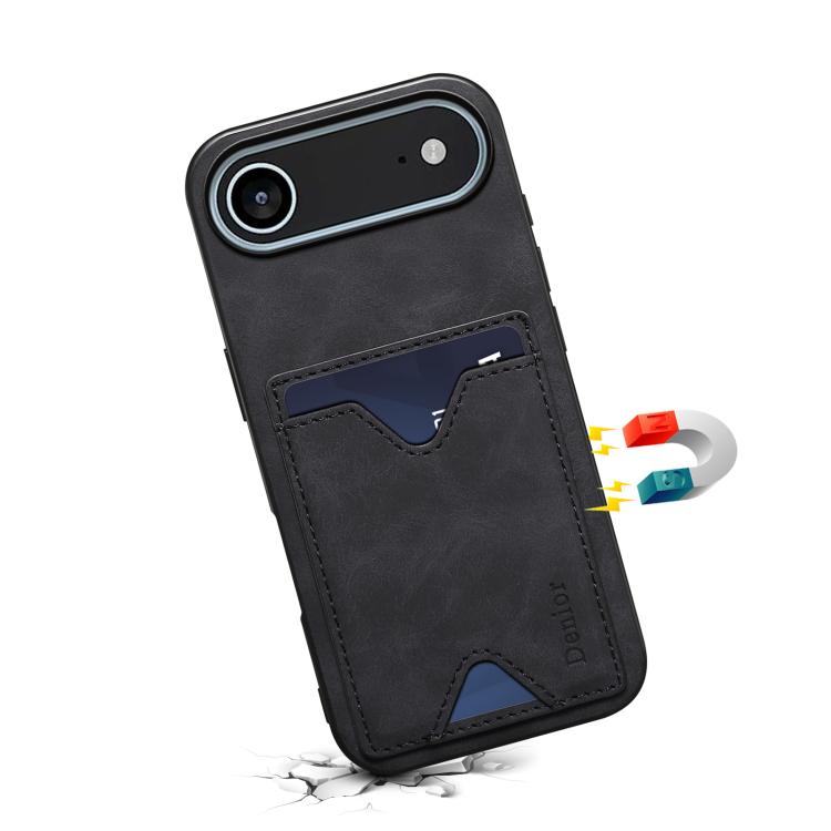 For iPhone Air Denior D06 PU Back Cover Card Slot Holder Phone Case(Black) by Denior