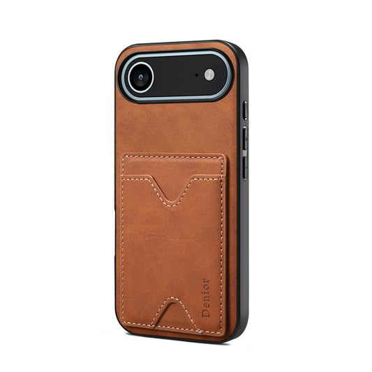 For iPhone Air Denior D06 PU Back Cover Card Slot Holder Phone Case(Brown) by Denior