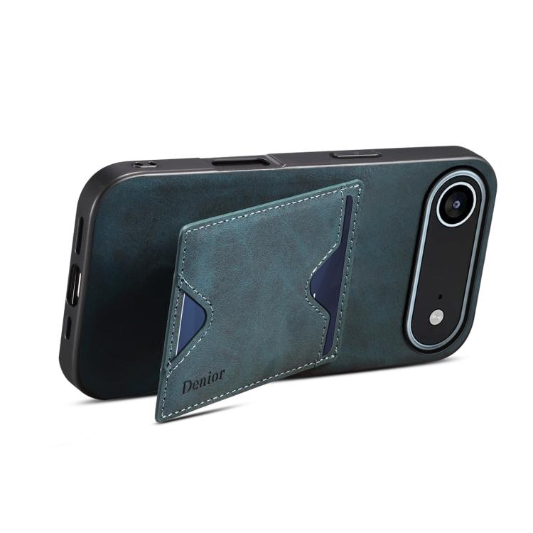 For iPhone Air Denior D06 PU Back Cover Card Slot Holder Phone Case(Blue) by Denior