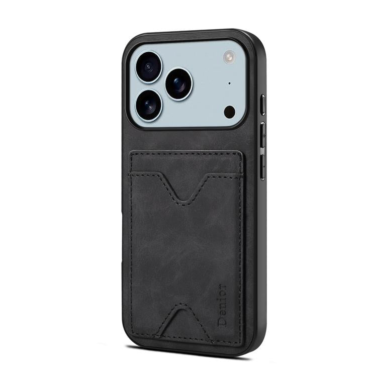 For iPhone 17 Pro Max Denior D06 PU Back Cover Card Slot Holder Phone Case(Black) by Denior