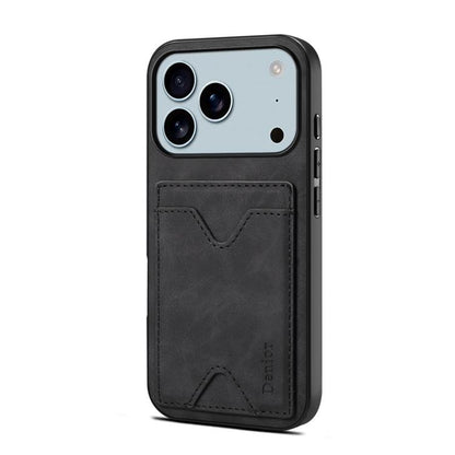 For iPhone 17 Pro Max Denior D06 PU Back Cover Card Slot Holder Phone Case(Black) by Denior