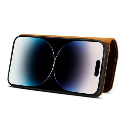 For iPhone 16 Pro Denior B01 Oil Wax Cowhide Magnetic Button Genuine Leather Case(Black) by Denior