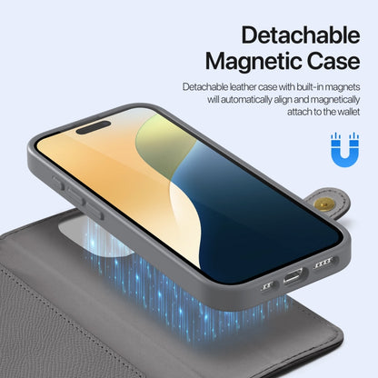 For iPhone 16 Pro Max DUX DUCIS Lawa Series 2 in 1 Wallet Zipper Detachable MagSafe Phone Case with Lanyard(Grey) by DUX DUCIS