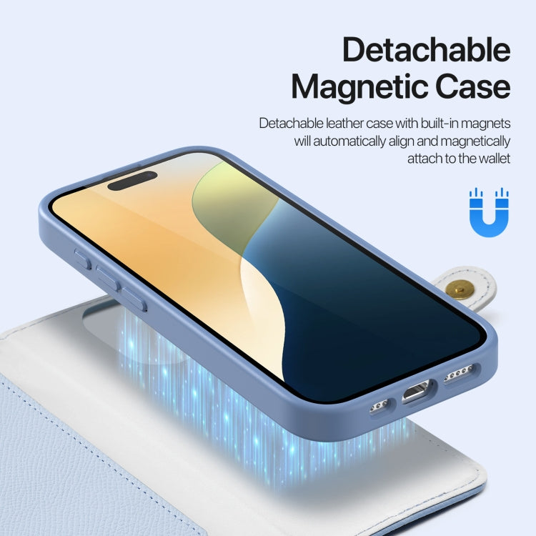 For iPhone 16 Pro Max DUX DUCIS Lawa Series 2 in 1 Wallet Zipper Detachable MagSafe Phone Case with Lanyard(Light Blue) by DUX DUCIS