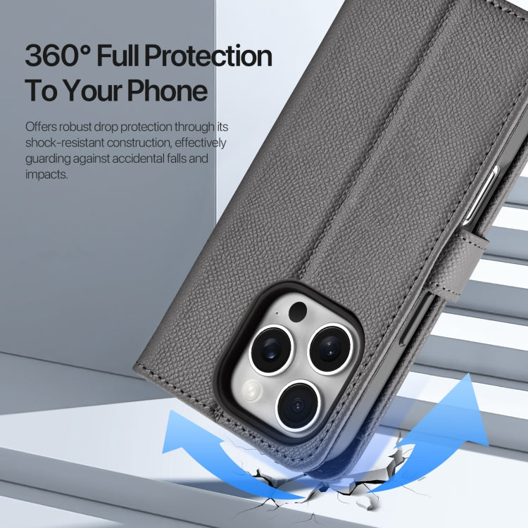For iPhone 16 Pro DUX DUCIS Lawa Series 2 in 1 Wallet Zipper Detachable MagSafe Phone Case with Lanyard(Grey) by DUX DUCIS