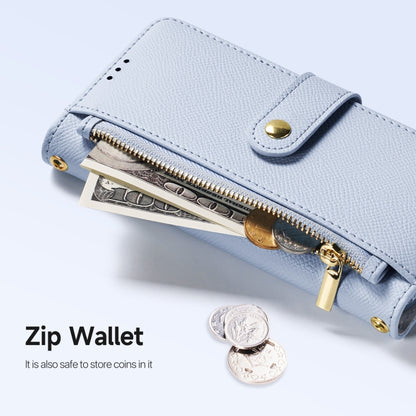 For iPhone 16 Pro DUX DUCIS Lawa Series 2 in 1 Wallet Zipper Detachable MagSafe Phone Case with Lanyard(Light Blue) by DUX DUCIS