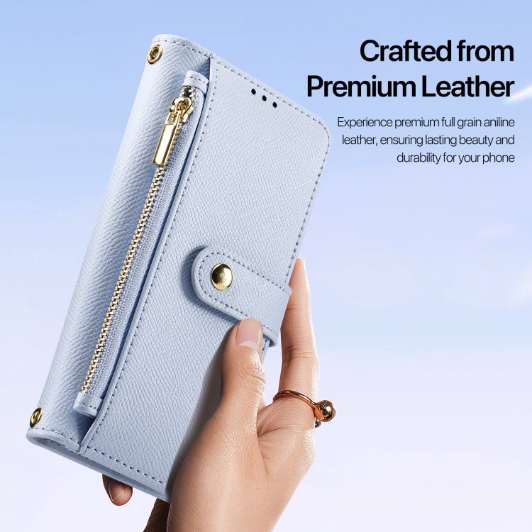 For iPhone 16 Pro DUX DUCIS Lawa Series 2 in 1 Wallet Zipper Detachable MagSafe Phone Case with Lanyard(Light Blue) by DUX DUCIS