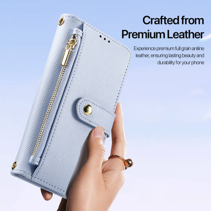 For iPhone 16 Pro DUX DUCIS Lawa Series 2 in 1 Wallet Zipper Detachable MagSafe Phone Case with Lanyard(Light Blue) by DUX DUCIS