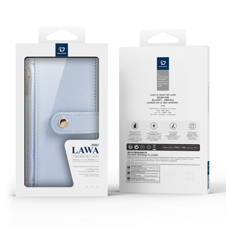 For iPhone 16 Pro DUX DUCIS Lawa Series 2 in 1 Wallet Zipper Detachable MagSafe Phone Case with Lanyard(Light Blue) by DUX DUCIS