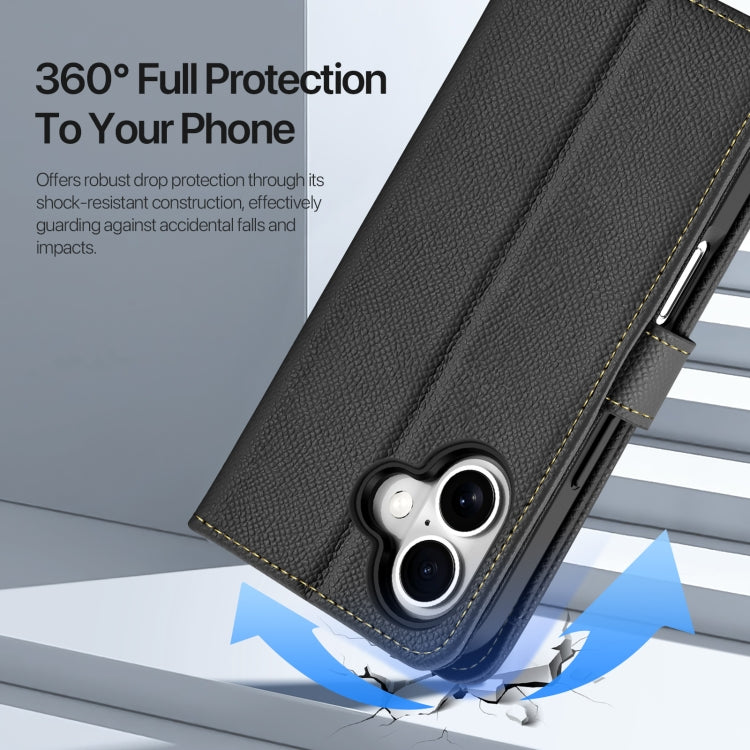 For iPhone 16 DUX DUCIS Lawa Series 2 in 1 Wallet Zipper Detachable MagSafe Phone Case with Lanyard(Black) by DUX DUCIS