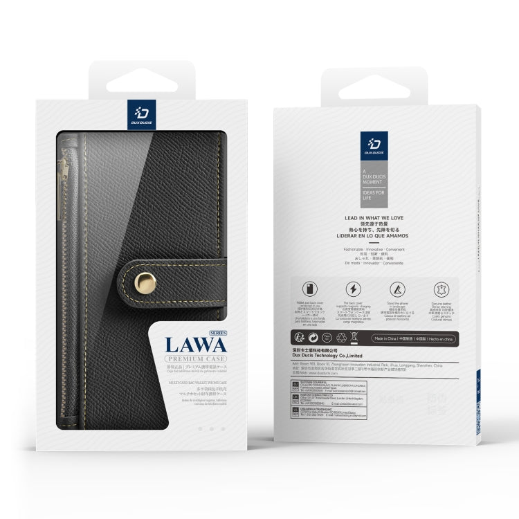 For iPhone 16 DUX DUCIS Lawa Series 2 in 1 Wallet Zipper Detachable MagSafe Phone Case with Lanyard(Black) by DUX DUCIS