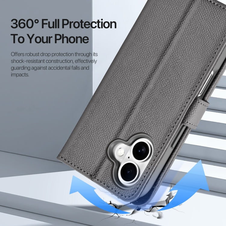 For iPhone 16 DUX DUCIS Lawa Series 2 in 1 Wallet Zipper Detachable MagSafe Phone Case with Lanyard(Grey) by DUX DUCIS