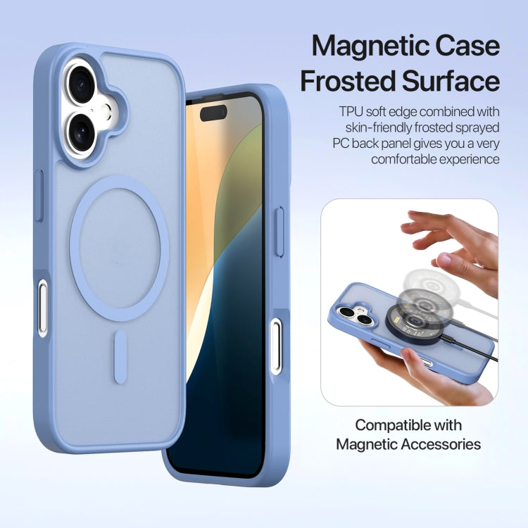 For iPhone 16 DUX DUCIS Lawa Series 2 in 1 Wallet Zipper Detachable MagSafe Phone Case with Lanyard(Light Blue) by DUX DUCIS