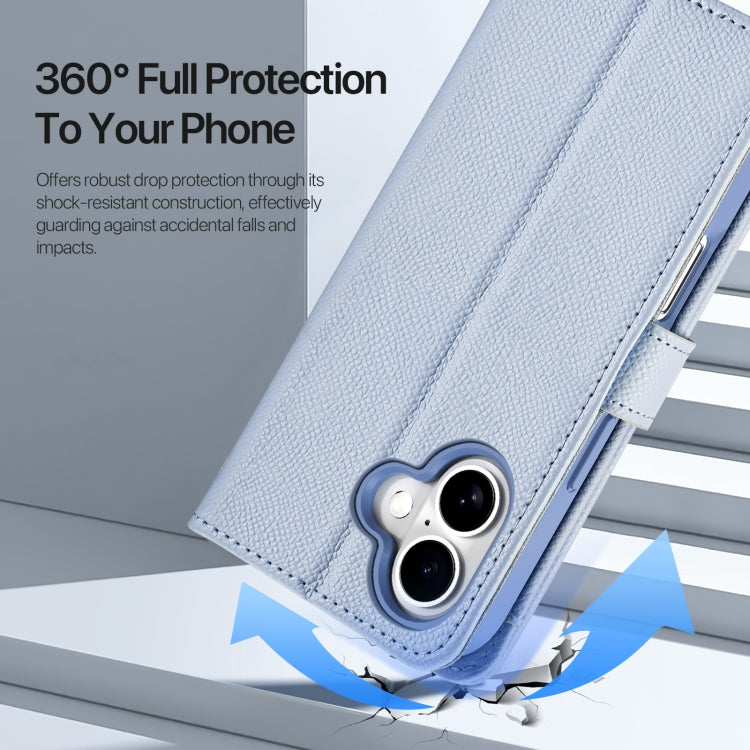 For iPhone 16 DUX DUCIS Lawa Series 2 in 1 Wallet Zipper Detachable MagSafe Phone Case with Lanyard(Light Blue) by DUX DUCIS