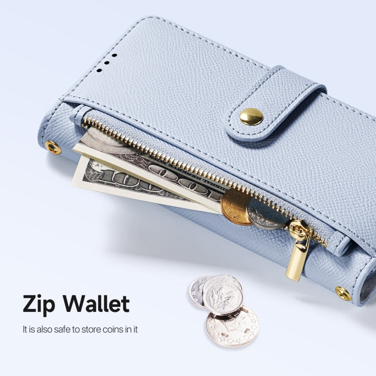 For iPhone 15 Pro Max DUX DUCIS Lawa Series 2 in 1 Wallet Zipper Detachable MagSafe Phone Case with Lanyard(Light Blue) by DUX DUCIS