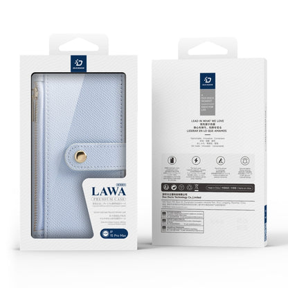 For iPhone 15 Pro Max DUX DUCIS Lawa Series 2 in 1 Wallet Zipper Detachable MagSafe Phone Case with Lanyard(Light Blue) by DUX DUCIS