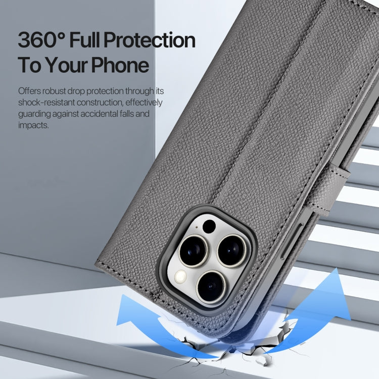 For iPhone 15 Pro DUX DUCIS Lawa Series 2 in 1 Wallet Zipper Detachable MagSafe Phone Case with Lanyard(Grey) by DUX DUCIS