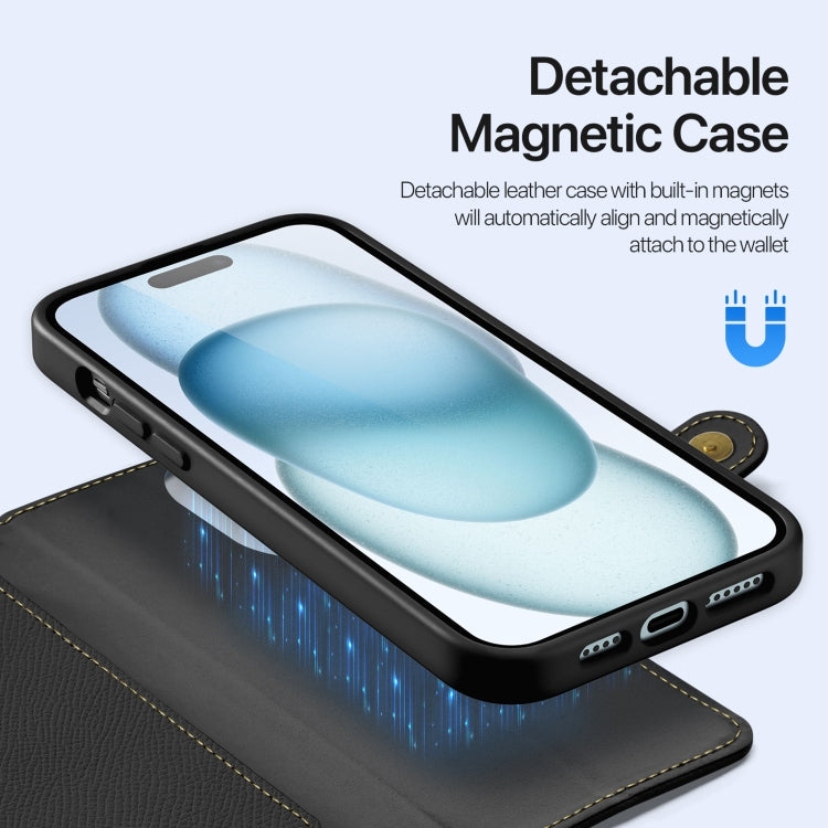For iPhone 15 Plus DUX DUCIS Lawa Series 2 in 1 Wallet Zipper Detachable MagSafe Phone Case with Lanyard(Black) by DUX DUCIS