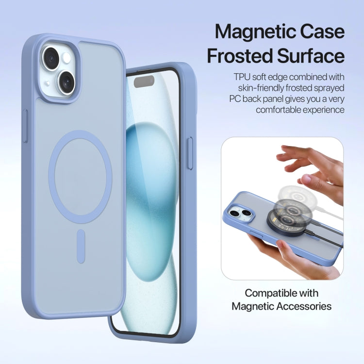 For iPhone 15 Plus DUX DUCIS Lawa Series 2 in 1 Wallet Zipper Detachable MagSafe Phone Case with Lanyard(Light Blue) by DUX DUCIS