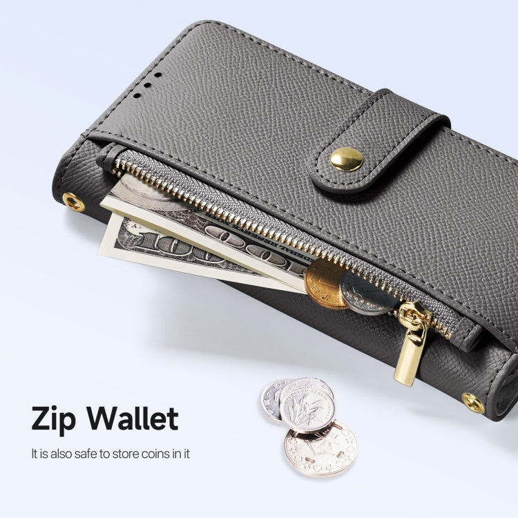 For iPhone 15 DUX DUCIS Lawa Series 2 in 1 Wallet Zipper Detachable MagSafe Phone Case with Lanyard(Grey) by DUX DUCIS