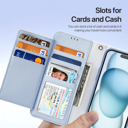 For iPhone 15 DUX DUCIS Lawa Series 2 in 1 Wallet Zipper Detachable MagSafe Phone Case with Lanyard(Light Blue) by DUX DUCIS