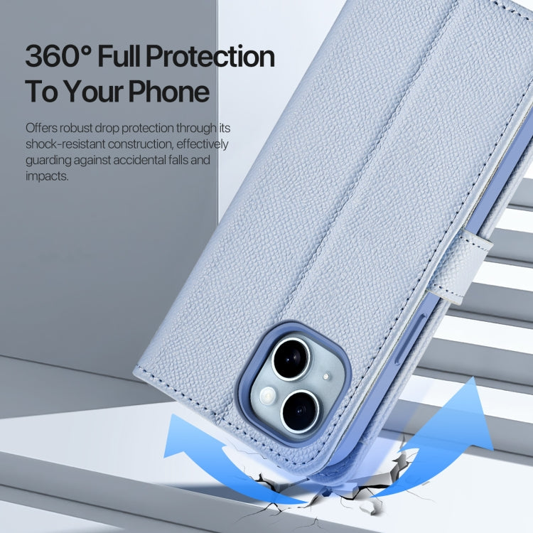 For iPhone 15 DUX DUCIS Lawa Series 2 in 1 Wallet Zipper Detachable MagSafe Phone Case with Lanyard(Light Blue) by DUX DUCIS
